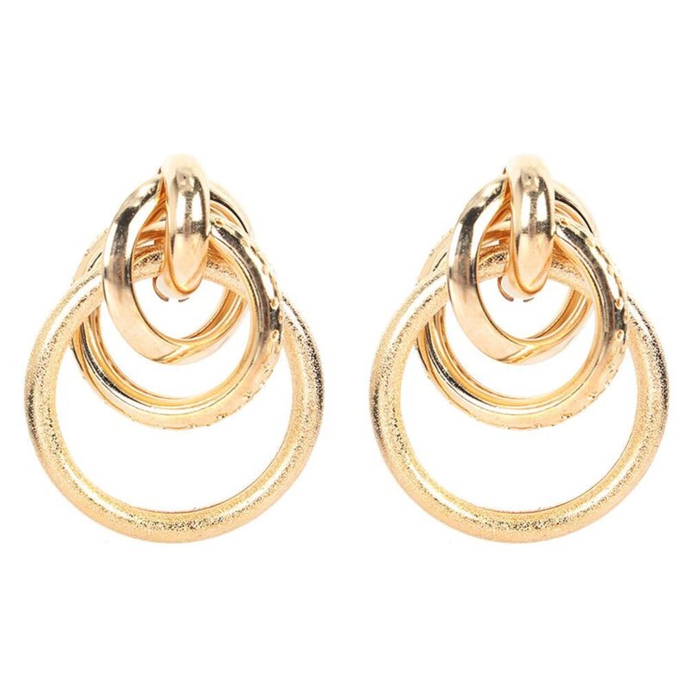 Retro‎ Geometric Hoop Earrings Boho Fashion Gold Tone Cottagecore Stud